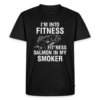 Pêcheur de pêche au saumon royal - T-shirt Premium bio Homme - noir - Devant - Nico (187cm)