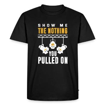 Technicien d’éclairage drôle - T-shirt Premium bio Homme - noir - Devant - Nico (187cm)
