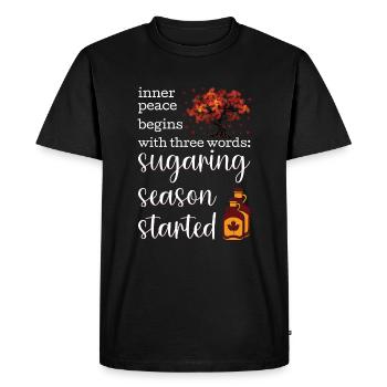 Fabrication du sirop d’érable entaillage de l’érable - T-shirt Premium bio Homme - noir - Devant - Nico (187cm)
