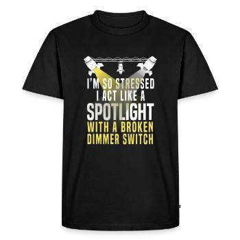Technicien d’éclairage drôle - T-shirt Premium bio Homme - noir - Devant - Nico (187cm)