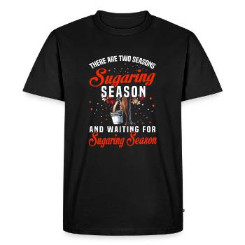 Fabrication du sirop d’érable entaillage de l’érable - T-shirt Premium bio Homme - noir - Devant - Nico (187cm)