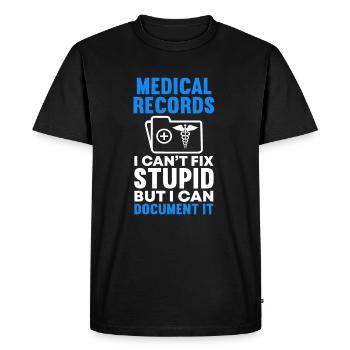 Dossiers médicaux - T-shirt Premium bio Homme - noir - Devant - Nico (187cm)