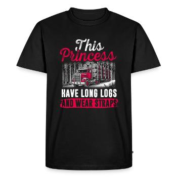 Log Truck Driver Timber Lorry Funny Logging Truck - Men's Premium Organic T-Shirt - black - Front - Nico (187cm)