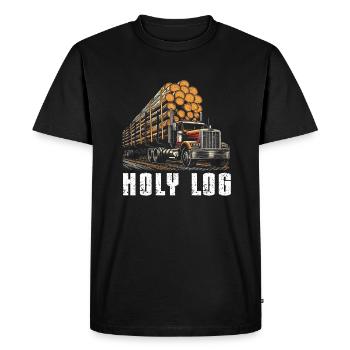 Log Truck Driver Timber Lorry Funny Logging Truck - Men's Premium Organic T-Shirt - black - Front - Nico (187cm)