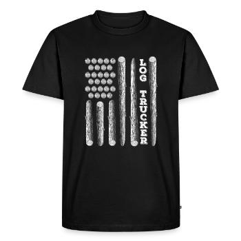 Log Truck Driver Timber Lorry Funny Logging Truck - Men's Premium Organic T-Shirt - black - Front - Nico (187cm)