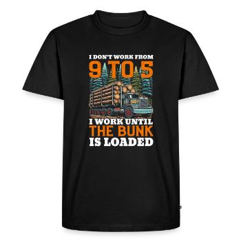 Log Truck Driver Timber Lorry Funny Logging Truck - Men's Premium Organic T-Shirt - black - Front - Nico (187cm)