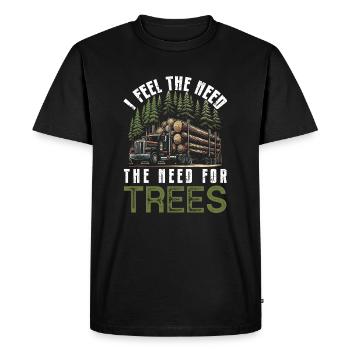 Log Truck Driver Timber Lorry Funny Logging Truck - Men's Premium Organic T-Shirt - black - Front - Nico (187cm)