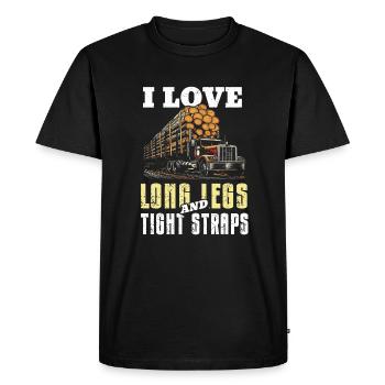 Log Truck Driver Timber Lorry Funny Logging Truck - Men's Premium Organic T-Shirt - black - Front - Nico (187cm)