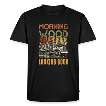 Log Truck Driver Timber Lorry Funny Logging Truck - Men's Premium Organic T-Shirt - black - Front - Nico (187cm)