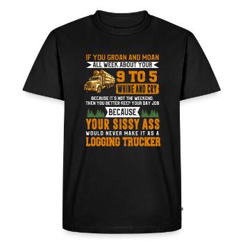 Log Truck Driver Timber Lorry Funny Logging Truck - Men's Premium Organic T-Shirt - black - Front - Nico (187cm)