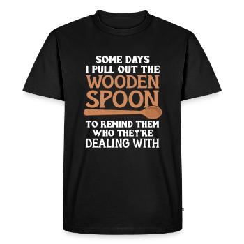 Wooden spoon mom - Men's Premium Organic T-Shirt - black - Front - Nico (187cm)