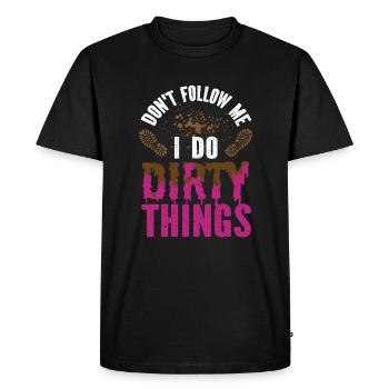 boue course boue fille - T-shirt Premium bio Homme - noir - Devant - Nico (187cm)