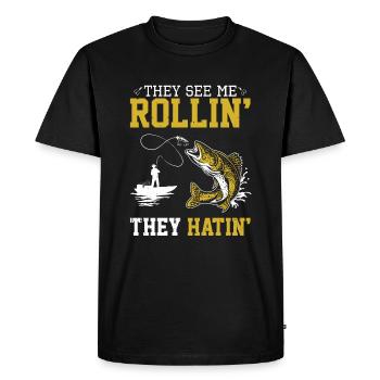 Walleye Fishing - Men's Premium Organic T-Shirt - black - Front - Nico (187cm)