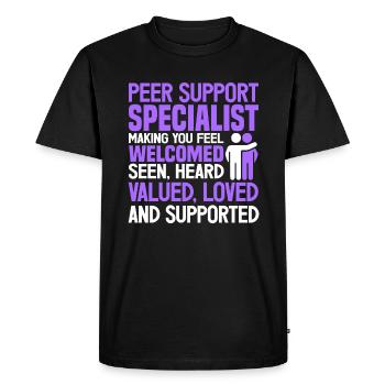 Spécialiste du soutien par les pairs PSS - T-shirt Premium bio Homme - noir - Devant - Nico (187cm)