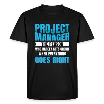 Project Manager - Men's Premium Organic T-Shirt - black - Front - Nico (187cm)