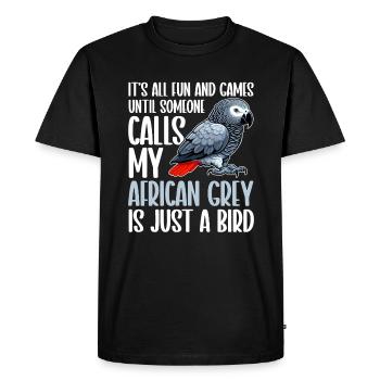 African Grey Parrot - Men's Premium Organic T-Shirt - black - Front - Nico (187cm)
