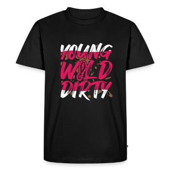 boue course boue fille - T-shirt Premium bio Homme - noir - Devant - Nico (187cm)