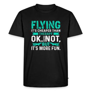 Pilot Flying Is Cheaper Than Therapy - Men's Premium Organic T-Shirt - black - Front - Nico (187cm)
