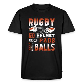 Rugby No Helmet No Pads Just Balls - Men's Premium Organic T-Shirt - black - Front - Nico (187cm)