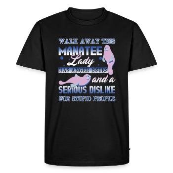 Walk Away This Manatee Lady Has Anger Issues - Men's Premium Organic T-Shirt - black - Front - Nico (187cm)