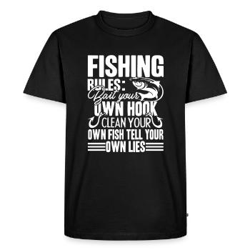 Fishing Rules Bait Your Own Hook - Men's Premium Organic T-Shirt - black - Front - Nico (187cm)