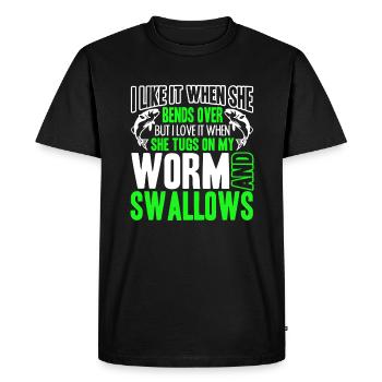 Fishing I Like It When She Bends Over - Men's Premium Organic T-Shirt - black - Front - Nico (187cm)
