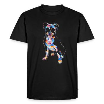 Boxer Dog Geometric - Men's Premium Organic T-Shirt - black - Front - Nico (187cm)