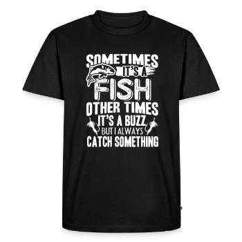 Fishing Sometimes It's A Fish - Men's Premium Organic T-Shirt - black - Front - Nico (187cm)