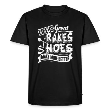Gardening Makes Life Better - Men's Premium Organic T-Shirt - black - Front - Nico (187cm)