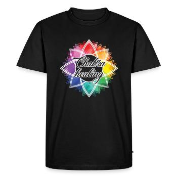 Chakra Healing Funny Chakra - Men's Premium Organic T-Shirt - black - Front - Nico (187cm)