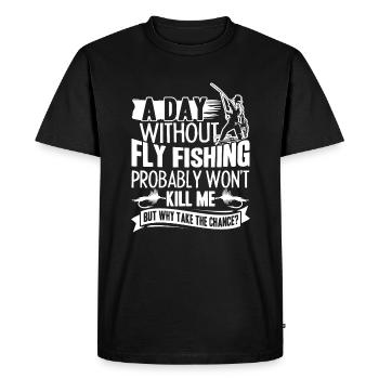 Fly Fishing Day Without Fly Fishing - Men's Premium Organic T-Shirt - black - Front - Nico (187cm)