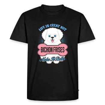 Bichon Frises Make Life Better - Men's Premium Organic T-Shirt - black - Front - Nico (187cm)
