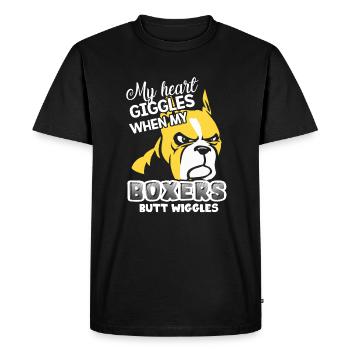 My Heart Giggles When My Boxers Butt Wiggles - Men's Premium Organic T-Shirt - black - Front - Nico (187cm)