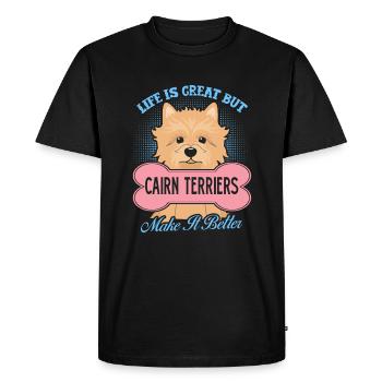 Cairn Terriers Make Life Better - Men's Premium Organic T-Shirt - black - Front - Nico (187cm)