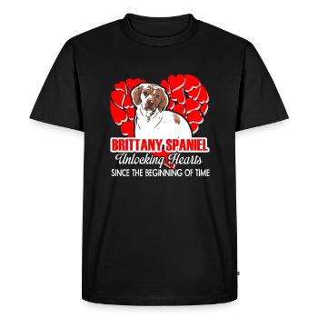 Brittany Spaniel Unlocking Hearts - Men's Premium Organic T-Shirt - black - Front - Nico (187cm)