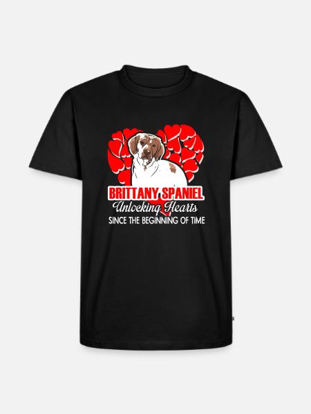 Brittany Spaniel Unlocking Hearts - Men's Premium Organic T-Shirt - black