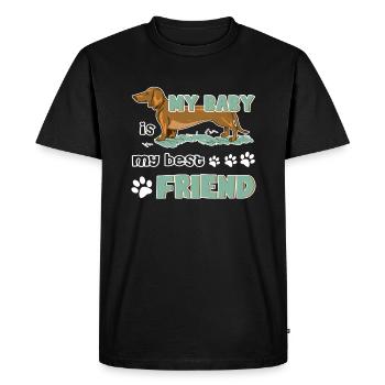 Dachshund Is My Best Friend - Men's Premium Organic T-Shirt - black - Front - Nico (187cm)