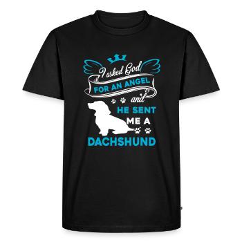 Dachshund God Sent Me A Dachshund - Men's Premium Organic T-Shirt - black - Front - Nico (187cm)