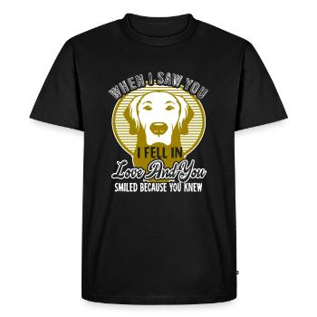 Fell In Love With Golden Retriever - Men's Premium Organic T-Shirt - black - Front - Nico (187cm)