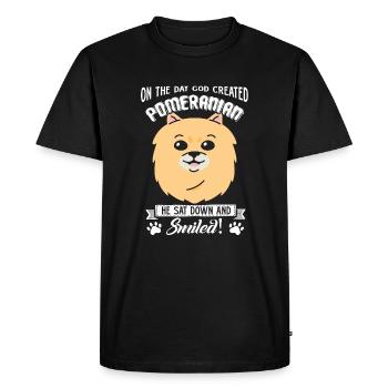 God Created Pomeranian - Men's Premium Organic T-Shirt - black - Front - Nico (187cm)