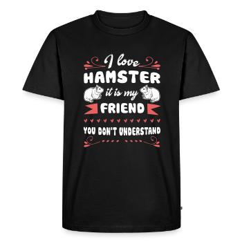 Hamster I Love Hamster - Men's Premium Organic T-Shirt - black - Front - Nico (187cm)