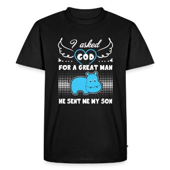 Hippo God Sent Me My Hippo - Men's Premium Organic T-Shirt - black - Front - Nico (187cm)