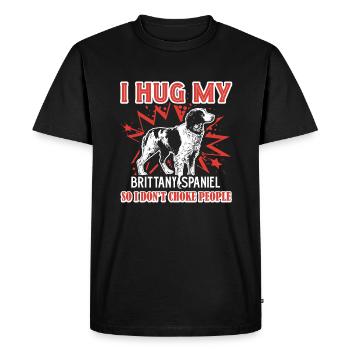 I Hug My Brittany Spaniel - Men's Premium Organic T-Shirt - black - Front - Nico (187cm)
