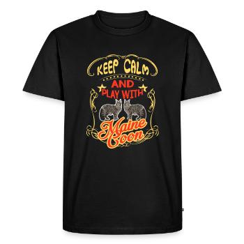Keep Calm and Play with Maine Coon Cat - Men's Premium Organic T-Shirt - black - Front - Nico (187cm)