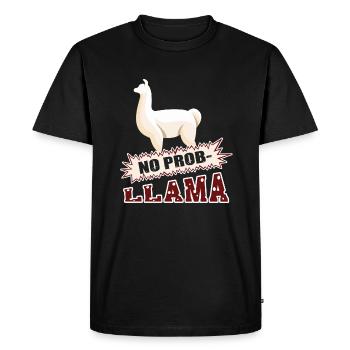 Llama No Prob Llama Tee - Men's Premium Organic T-Shirt - black - Front - Nico (187cm)
