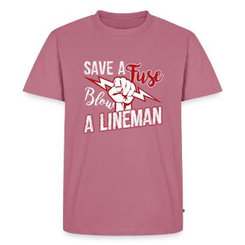 Lineman Blow A Lineman - Men's Premium Organic T-Shirt - mauve - Front - Nico (187cm)