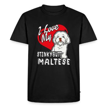 I Love My Stinky Butt Maltese - Men's Premium Organic T-Shirt - black - Front - Nico (187cm)