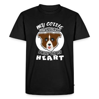 My Border Collie Left Pawprint On My heart - Men's Premium Organic T-Shirt - black - Front - Nico (187cm)