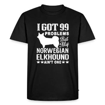 Norwegian Elkhound Ain't Problem One - Men's Premium Organic T-Shirt - black - Front - Nico (187cm)
