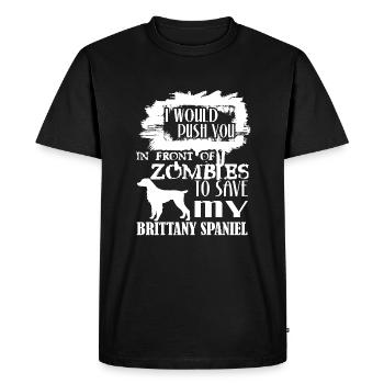 Save My Brittany Spaniel - Men's Premium Organic T-Shirt - black - Front - Nico (187cm)